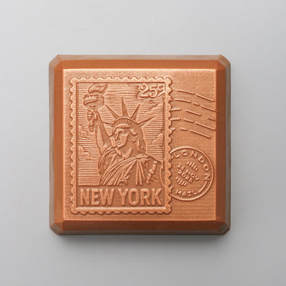 Copper New York stamp design on a gray background